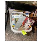 TOTE WITH MISCELLANEOUS JIGSAW PUZZLES VARIOUS THE