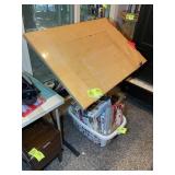 VINTAGE METAL FRAME DRAFTING TABLE WORK SURFACE IS