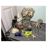 GROUP OF DECORATIVE FIGURINES, RABBITS, CATS, ETC.