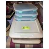 TWO TOTES OF GIFT WRAPPING, RIBBON, TISSUE PAPER,