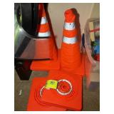 GROUP OF FOUR  COLLAPSIBLE SAFETY CONES