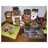 CONTENTS ON TOP OF DRESSER JEWELRY CADDY, WOOD BOX