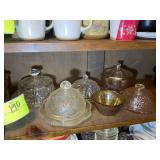 GROUP OF GLASS, COVER DISHES, AND GLASS BOWLS