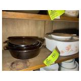 SECOND SHELF WITH PEACH FLORAL CORNING WARE, DISHE