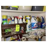 CONTENTS FIRST SHELF OVER WASHER TO RIGHT, CLEANIN