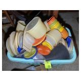 LAUNDRY BASKET WITH LARGE ASSORTMENT OF TUPPERWARE