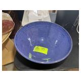 LARGE BLUE POTTERY BOWL, SIGNED SHELTON POTTERY, 1