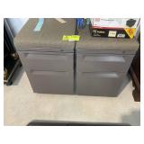 PAIR OF METAL TWO DRAWER ROLLING FILE CANINETS WIT