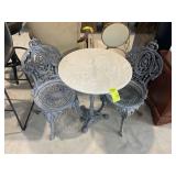 CAST IRON ICECREAM TABLE SET, 2 CHAIRS AND TABLE,