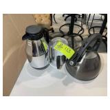 GROUP OF TEA KETTLES, AND THERMOS