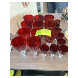 GROUP OF RED GLASS STEMWARE