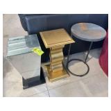 GROUP OF 3 SIDE TABLES OR PLANT STANDS 23 IN TO 26