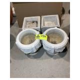 GROUP OF CONCRETE PLANTERS, SQUARE 8 IN TALL, ROUN