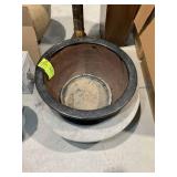 PAIR OF LARGE CLAY PLANTER POTS, GRAY 23 IN DIAMET