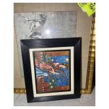 GROUP OF FRAMED ORIENTAL THEMED PRINTS AND OIL ON