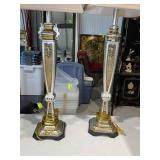 PAIR OF TABLE LAMPS WITH SHADES, 37 IN TALL