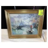 FRAMED OIL ON CANVAS PAIR OF CITY SCAPES, F. CLAUD