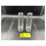 PAIR OF MIKASA CLEAR GLASS 12 IN CANDLE STICK HOLD