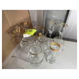 GROUP OF GOLD COLOR RIMMED GLASSWARE