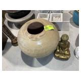GROUP INCLUDING LARGE CERAMIC POT 18 IN TALL, AND