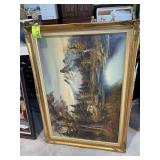 FRAMED OIL ON CANVAS MOUNTAIN SCENE SIGNED W. CHAN