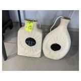 PAIR OF DECORATIVE LIT VASES, POTTERY STYLE, 16 AN