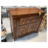 LARGE VINTAGE MID-CENTURY HAND-CARED WOODEN DRY BA