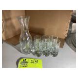 GROUP OF GLASS SHOT GLASSES AND QUARTER LITER GLAS