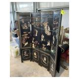 LARGE ORIENTAL THEMED BLACK LACQUER ROOM DIVIDER,