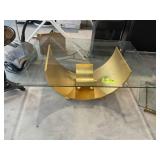 GOLD COLOR BASE FLOATING GLASS TOP COFFEE TABLE, 4