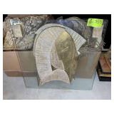 PAIR OF GLASS ABSTRACT ART PIECES, 28 IN SQUARE