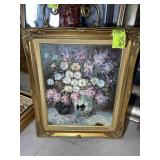 PAIR OF FRAMED OIL ON CANVAS FLORAL ARRANGEMENTS,