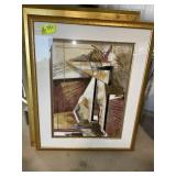 GROUP INCLUDING FRAMED ABSTRACT PRINT 45 IN X 32 I