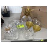 GROUP OF PLASTIC DECORATIVE ITEMS, STEM WARE, PINE