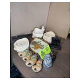 GROUP OF MONKEY RELATED ITEMS, FIGURINES, CANDLE H