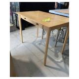 ONE DRAWER WOODEN TABLE DESK, 39 IN X 24 IN X 29 I