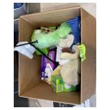 LARGE BOX WITH MISC CLEANING ITEMS, SWIFFER DRY SW