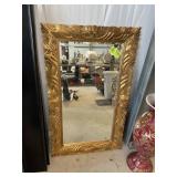 LARGE GOLD COLOR FRAMED BEVELED EDGE MIRROR, 30.5