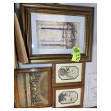 GROUP OF FRAMED ART WORK, 7.5 IN X 9.5 IN UP TO 14
