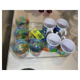 GROUP OF PRECISION CRAFT PLASTIC CUPS, MUGS, TRAY