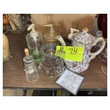 MISC GROUP INCLUDING SOAP DESPENSERS, TEA PITCHER,