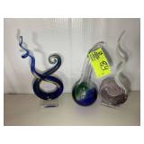 GROUP OF BLOWN GLASS SCULPTURES, 11 TO 13 IN TALL