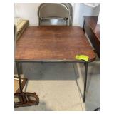 VINYL TOP FOLDING TABLE WITH 3 FOLDING CHAIRS, NO