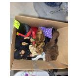 BOX WITH ASSORTED STUFFED ANIMALS, MONKEYS, BEARS,