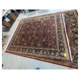 LARGE AREA RUG BURGANDY BLACK AND OLIVE 96 IN X 11