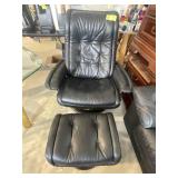LEATHER RECLINING CHAIR WITH OTTOMAN