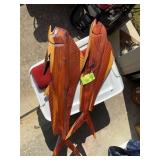 PAIR OF WOOD CARVED FISH WALL ART