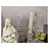 GROUP OF MISC VASES AND CANDLE STICKS