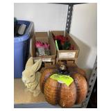 GROUP OF DECORATIVE ITEMS, PUMPKIN, BUNNY, ARTIFIC