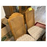 TWO DINING CHAIRS UPHOLSTERY BOTTOM WOVEN BACK